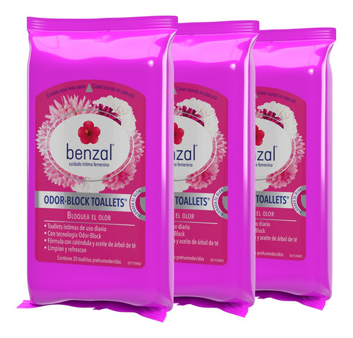 Toallitas Humedas Íntimas Benzal Odor Block 3 Pack