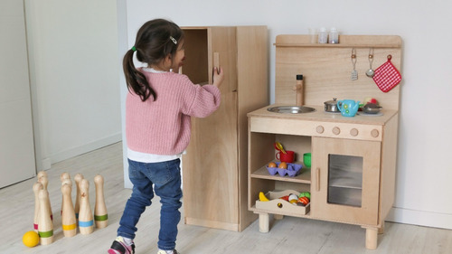 Juego Heladera Madera Para Niños Y Niñas