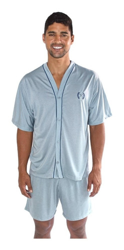 Imagem 3 de 5 de Pijama Meia Manga Curta Aberto Botão Short Adulto Masculino