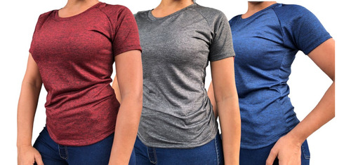 Kit 3 Camiseta Dry Fit Feminina Academia Blusa