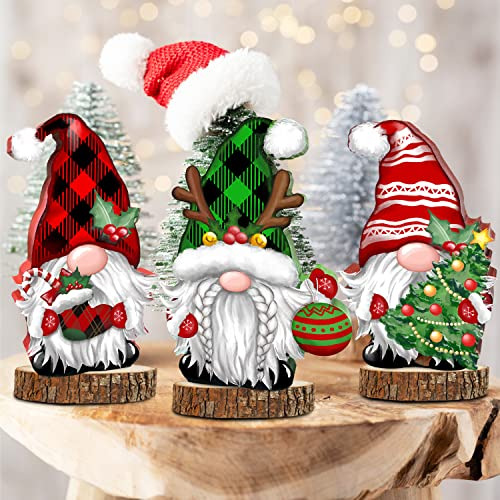 3 Gnomos Navideños Decorativos De Mesa De Madera Inter...