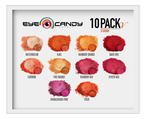 Eye Candy Mica Powder - Polvo De Pigmento Naranja Rojo 10-pa