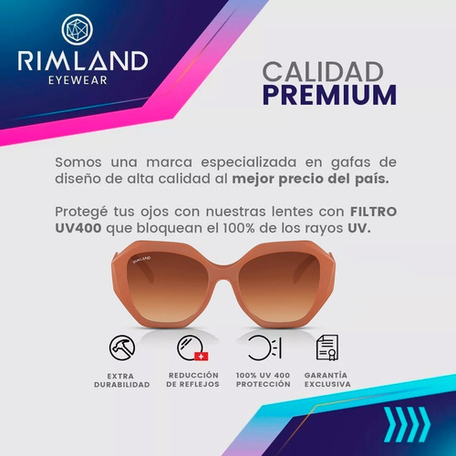 Imagen 6 de 9 de Anteojos Lentes De Sol Rimland Quebec Nude