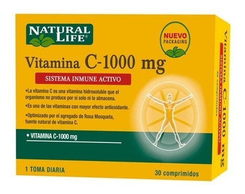 Natural Life Vitamina C 1000mg Antioxidante X 30 C Sabor Sin sabor