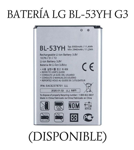 Batería LG Bl-53yh G3.