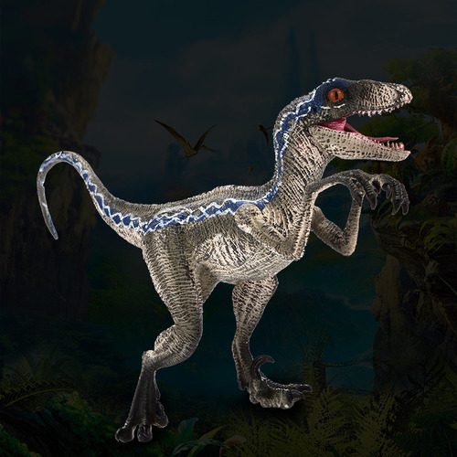 Figura Grande, Azul, Modelo Raptor, Modelo Dinosaurio De Jug