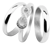 Comprar Alianzas Plata 950 Y Anillo Solitario Infinito Con Piedras