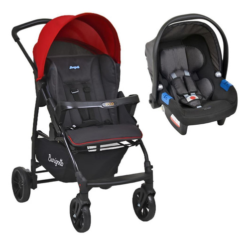 Carrinho De Bebê Ecco Cz Vermelho E Bebê Conforto