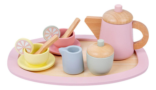 Yi Taza Y Plato De Madera For Cocinas De Juguete, Para