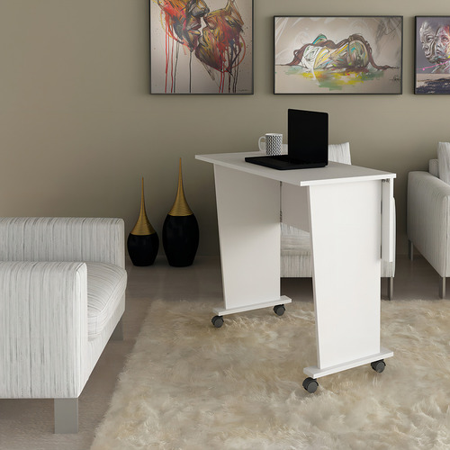 Mesa Com Rodizio Home Office Me4117 Mdp Branco - Gran Belo