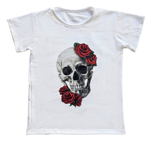 Halloween! Remera Skull Calavera Flores Teens Adultos Unisex