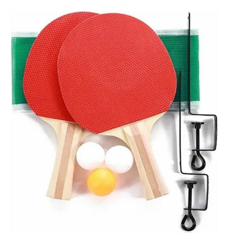 Set 2 Raquetas Paletas + 3 Pelotas Ping Pong + Malla Complet