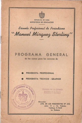 Programa Escuela Periodismo Manuel Marquez Sterling