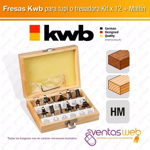 Kit Set Juego Fresa Para Madera Router Fresadora Einhell Kwb