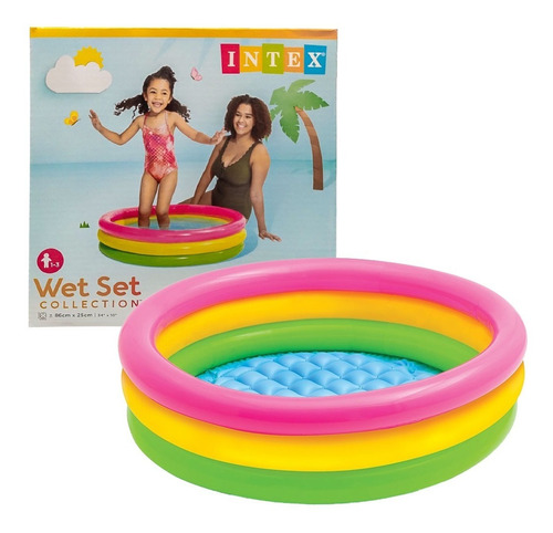 Alberca Inflable De Arcoiris 3 Aros Para Bebes Intex 58924np