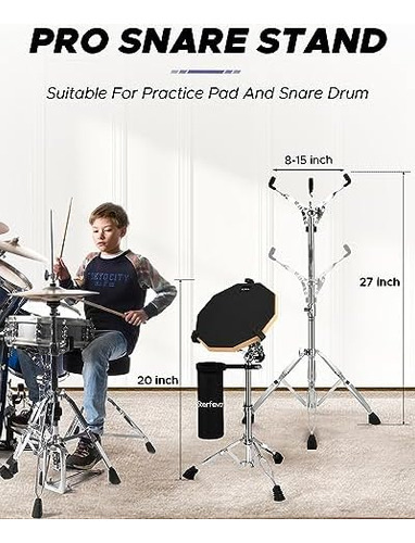 Starfavor Drum Practice Pad Con Snare Drum Stand Set, Kit De