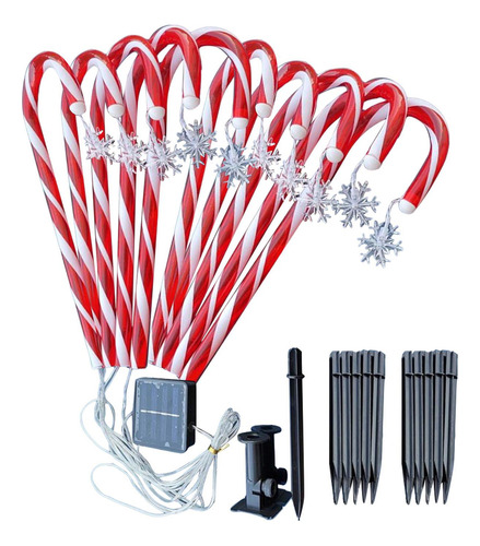Lámpara Solar Navideña Decorativa Con 10 Copos De Nieve