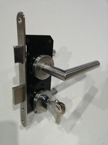 Puerta Interior 80cm,cerradura Y Manija En L Marco Pino 14cm