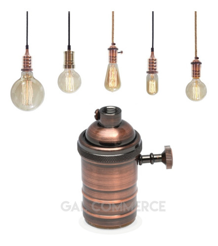 Imagen 1 de 6 de 10 Portalamparas Metalicos Vintage Con 10 Lamparas Filamento Enviogratis