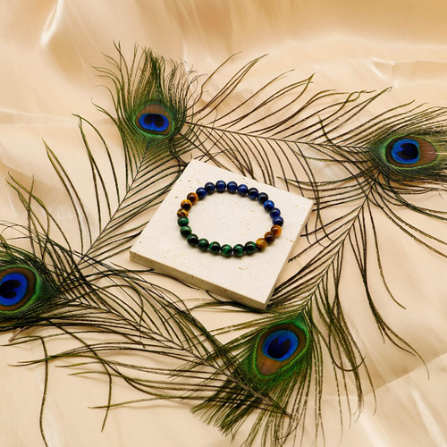 Pulsera De Diseño De Pluma De Pavo Protección Del Cha...