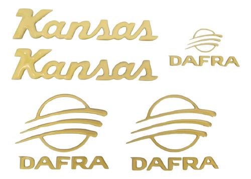 Kit Emblema Adesivo Resinado Dafra Kansas Custon Dourado 005