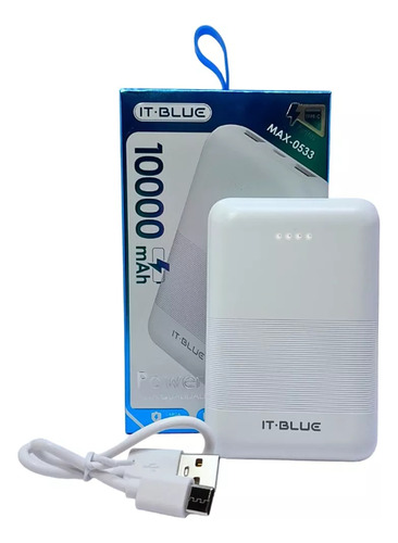 Power Bank 10.000mah Indicador De Carga Celulares Cor Preto