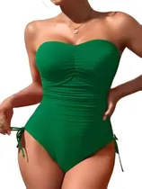 Comprar Ropa De Baño Entera Strapless Color Verde Mujer Talla Medium