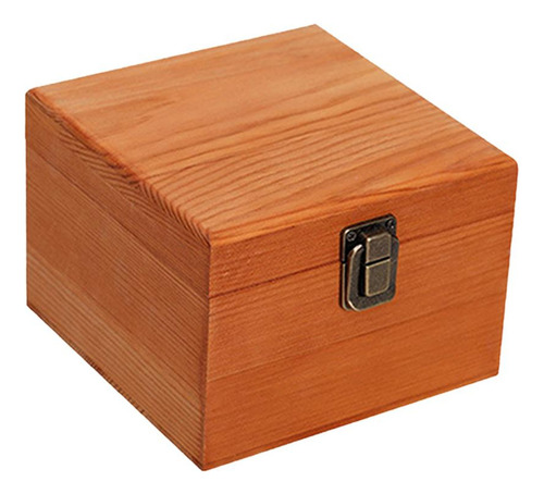 Nuevo Caja De Almacenamiento De Madera Marrón 14x14x10cm