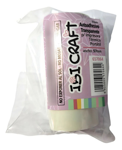 Rollo Papel Térmico Autoadhesivo Trasparente 57mm X 4,5m Trasparente