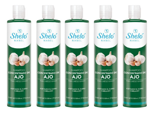 5 Pack Shampoo Concentrado De Ajo Shelo