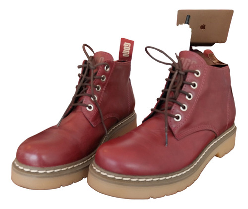 Borcegos Mujer Cuero Bordo Gogo Caña Corta T.41