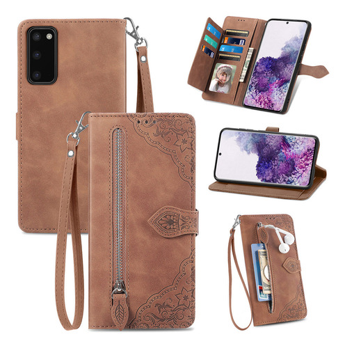 B Funda De Piel Con Estampado De Flores En Relieve Para