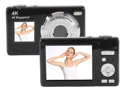 Câmera Digital Hd 4k 48mp, Tela Dupla, Zoom 16x, Foco Automá