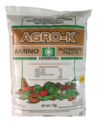 Bolsa 1 Kg. Agro K Amino Para Cultivos Fósforo Y Potasio