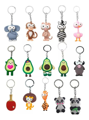 Llaveros Figuras Animales Varios X12 Piñata Souvenir Regalo 