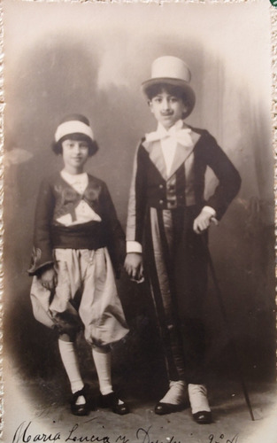 Antigua Foto Postal 2 Niños Maria Lencia Y Desiderio(ff229