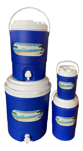 Set De 4 Termos C/u Frio/caliente 18l 8l 3l 1l Azul