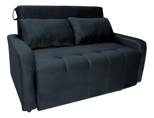 Sofá Cama Para Sala De Estar Amora New Veludo Matrix Cor Preto