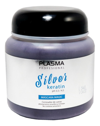 Máscara Matizador Silver Con Keratina Plasma X 500 G