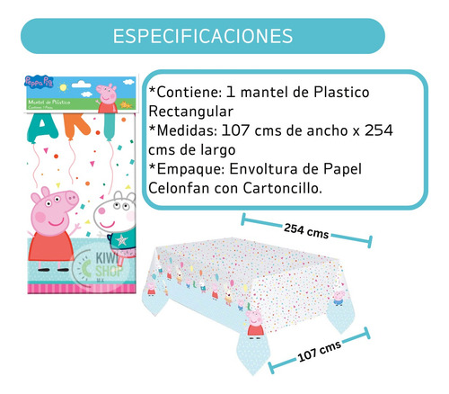 Mantel De Plastico Rectangular Fiesta Peppa Pig Kiwipeppa