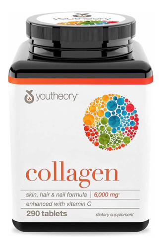 Youtheory Colageno Hidrolizado 6,000mg Suplemento Americano