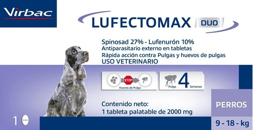 Pastilla Antipulgas Virbac Lufectomax 9 A 18kg (30 Días)