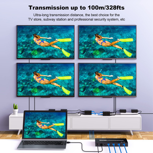 Divisor Extensor Hdmi 1 X 4, Jchici 4k@30hz 100m(328fts)