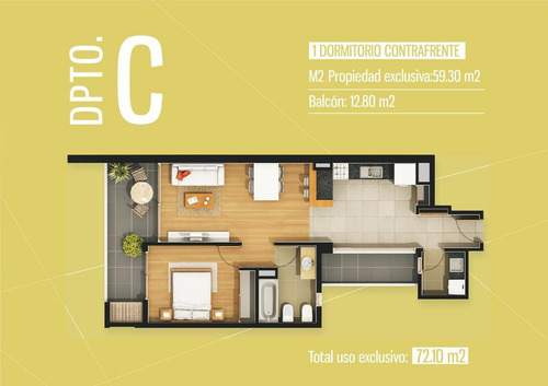Imagen 19 de 22 de Venta Departamento Un Dormitorio Piso Alto Contrafrente Norte - B Martin