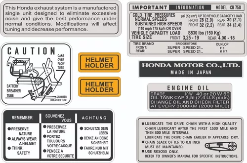 Jogo de Ferramentas CB750 - NÃO DISPONIVEL - HONDA - CB750 - Quadro Banco  Adesivo Segur. Cavalete