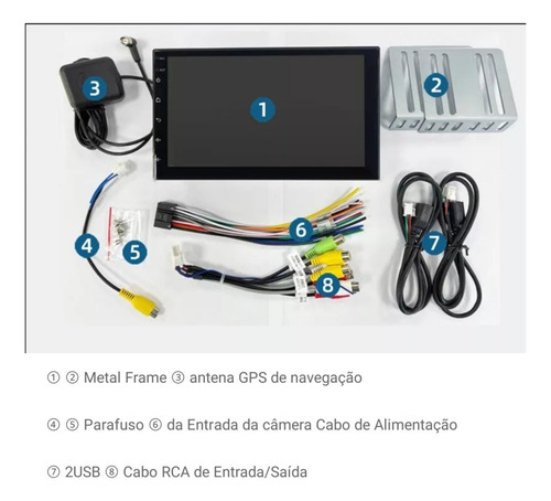 Central Multimídia 4/64 Android 7 Bt Gps Usb - 2 Din