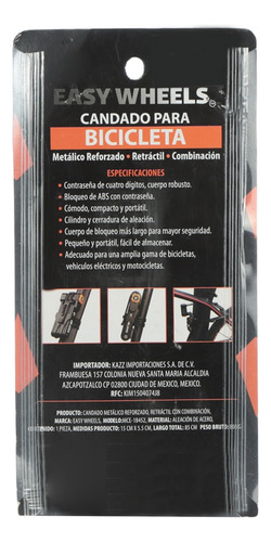 Candado Para Bicicleta De Combinación Easy Wheels