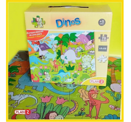 Imagen 2 de 7 de Rompecabezas Dinosaurios Piso Puzzle Gigante Infantil Plan Z