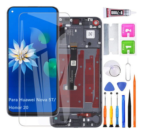 (Negro)Pantalla Para Huawei Nova 5t / Honor 20 Con Marco