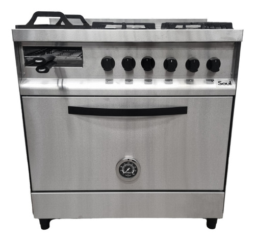Cocina Industrial Soul 4 Hornallas Multigrill Plancha 82 Cm Color Plateado